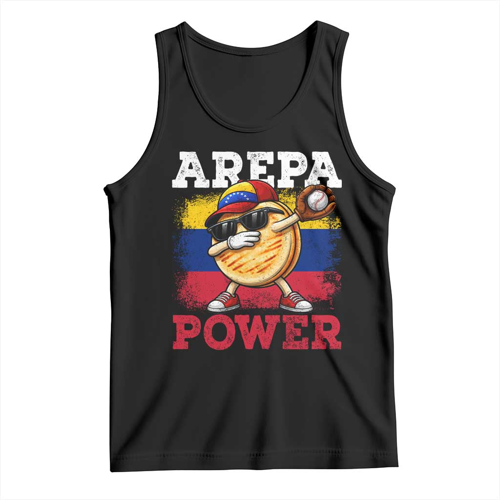 Funny Arepa Power Venezuela Baseball Lover Tank Top Cute Dabbing Arepa TS11 Black Print Your Wear