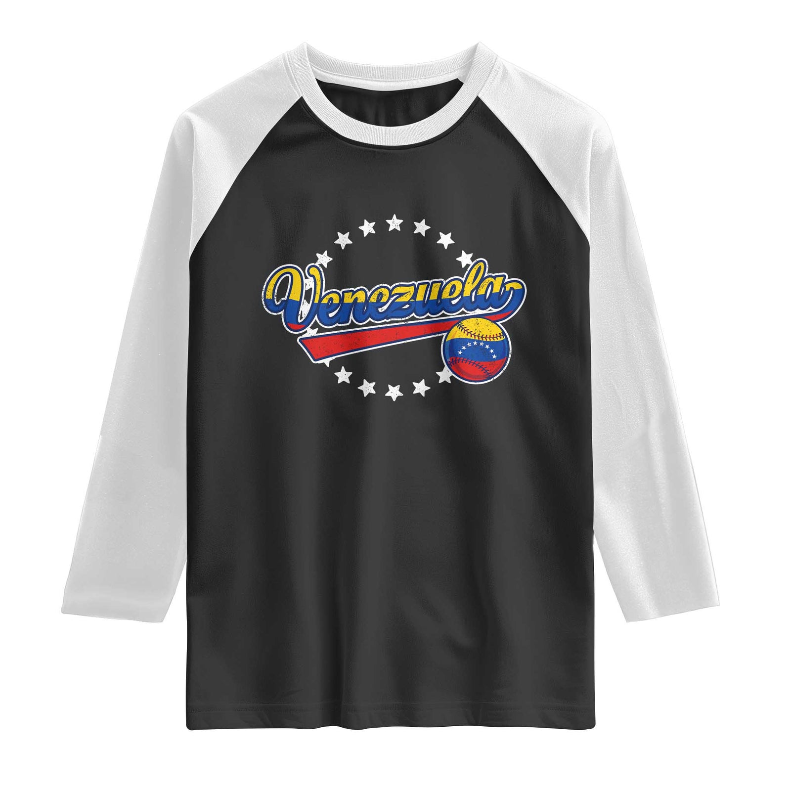 Venezuela Baseball Jersey Venezuelan Sport Fan Raglan Shirt TS11 Black White Print Your Wear