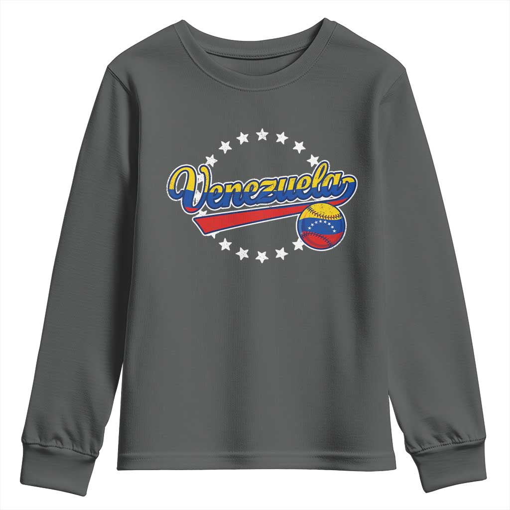 Venezuela Baseball Jersey Venezuelan Sport Fan Youth Sweatshirt TS11 Dark Heather Print Your Wear