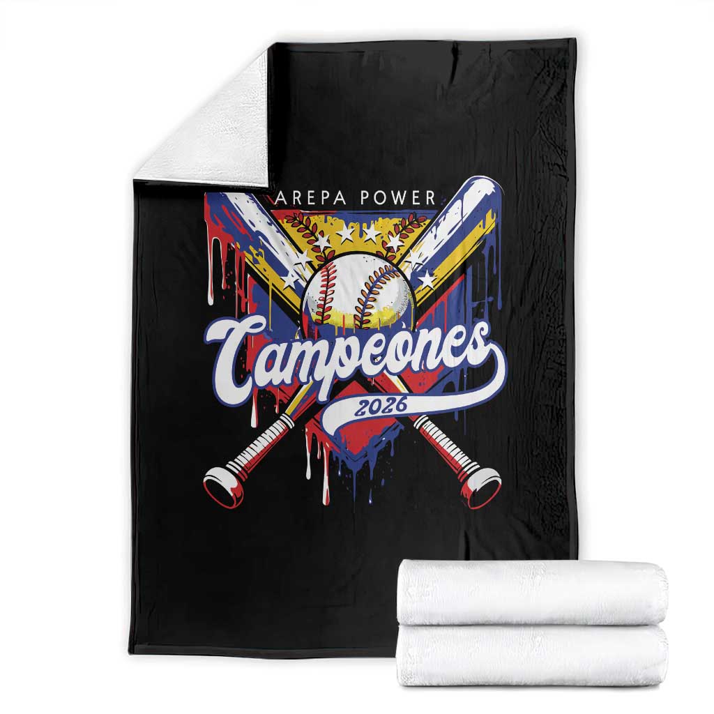 Venezuela Campeones Baseball Championship 2026 Throw Blanket Home Plate Drip TS11 Black Print Your Wear