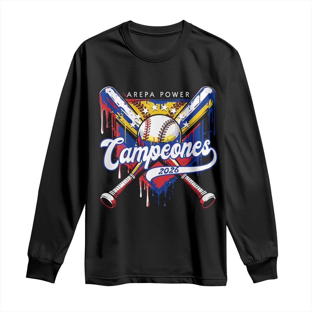 Venezuela Campeones Baseball Championship 2026 Long Sleeve Shirt Home Plate Drip TS11 Black Print Your Wear