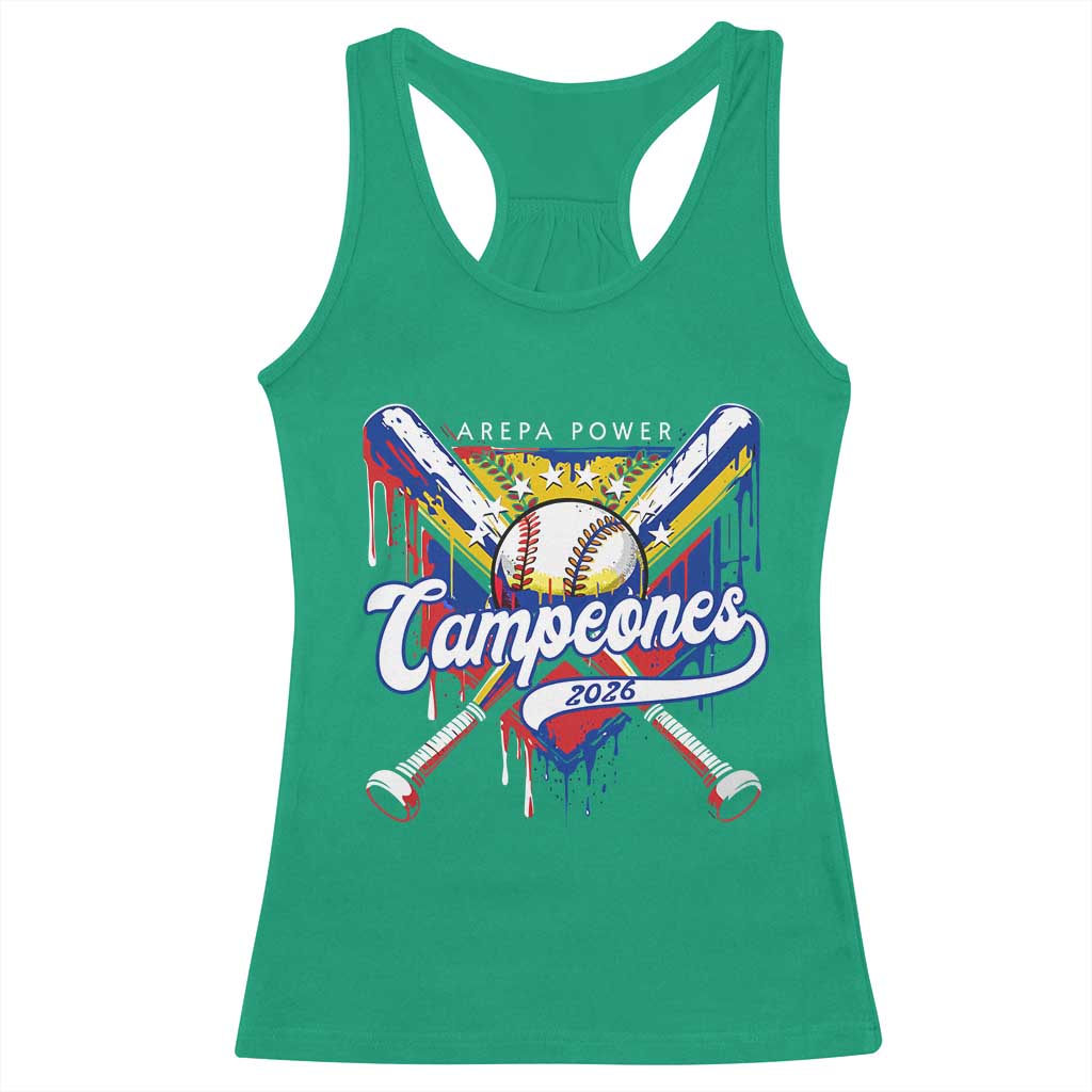 Venezuela Campeones Baseball Championship 2026 Racerback Tank Top Home Plate Drip TS11 Irish Green Print Your Wear