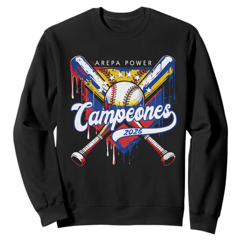 Venezuela Campeones Baseball Championship 2026 Sweatshirt Home Plate Drip TS11 Black Print Your Wear