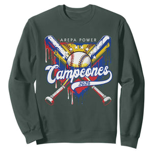 Venezuela Campeones Baseball Championship 2026 Sweatshirt Home Plate Drip TS11 Dark Forest Green Print Your Wear