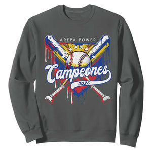 Venezuela Campeones Baseball Championship 2026 Sweatshirt Home Plate Drip TS11 Dark Heather Print Your Wear