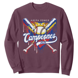Venezuela Campeones Baseball Championship 2026 Sweatshirt Home Plate Drip TS11 Maroon Print Your Wear