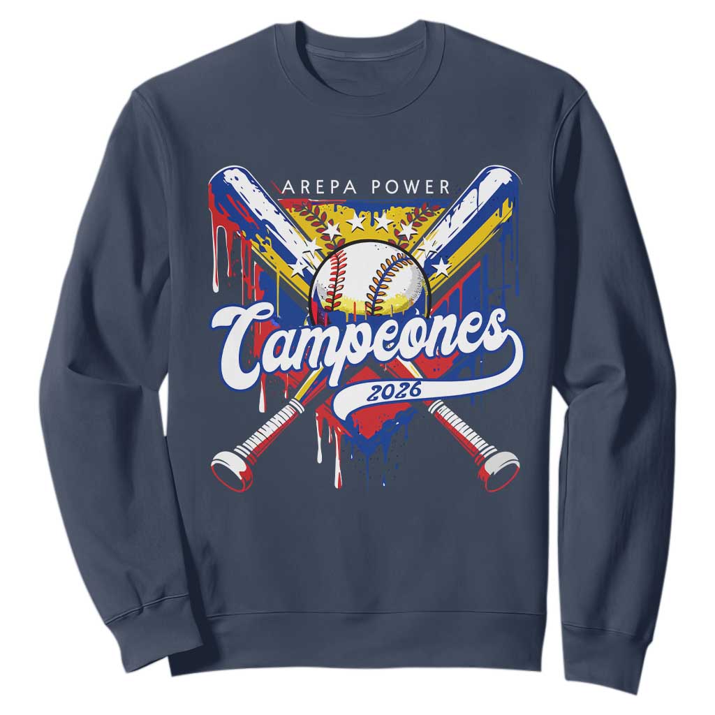 Venezuela Campeones Baseball Championship 2026 Sweatshirt Home Plate Drip TS11 Navy Print Your Wear