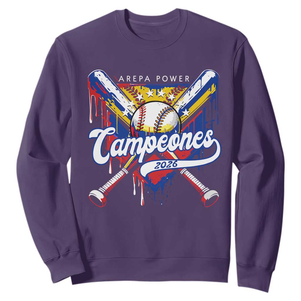 Venezuela Campeones Baseball Championship 2026 Sweatshirt Home Plate Drip TS11 Purple Print Your Wear