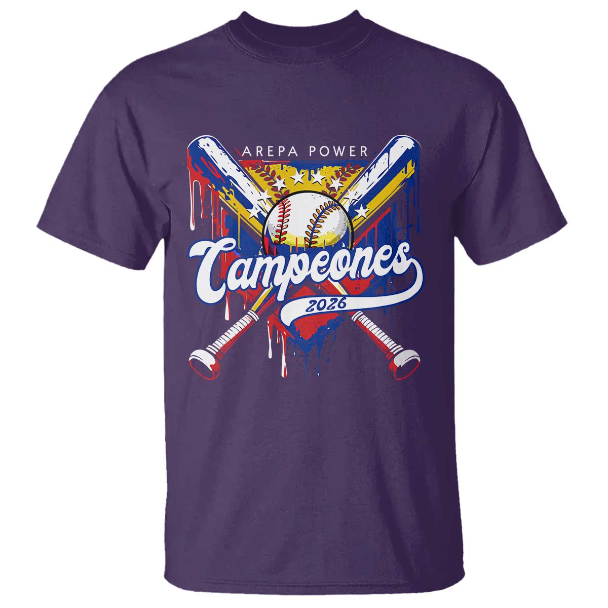 Venezuela Campeones Baseball Championship 2026 T Shirt Home Plate Drip TS11 Purple Print Your Wear
