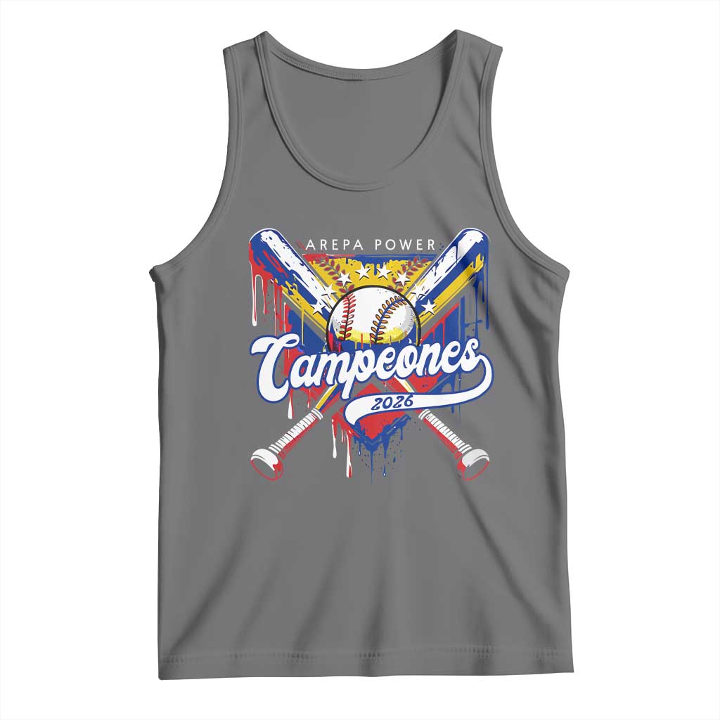 Venezuela Campeones Baseball Championship 2026 Tank Top Home Plate Drip TS11 Black Heather Print Your Wear