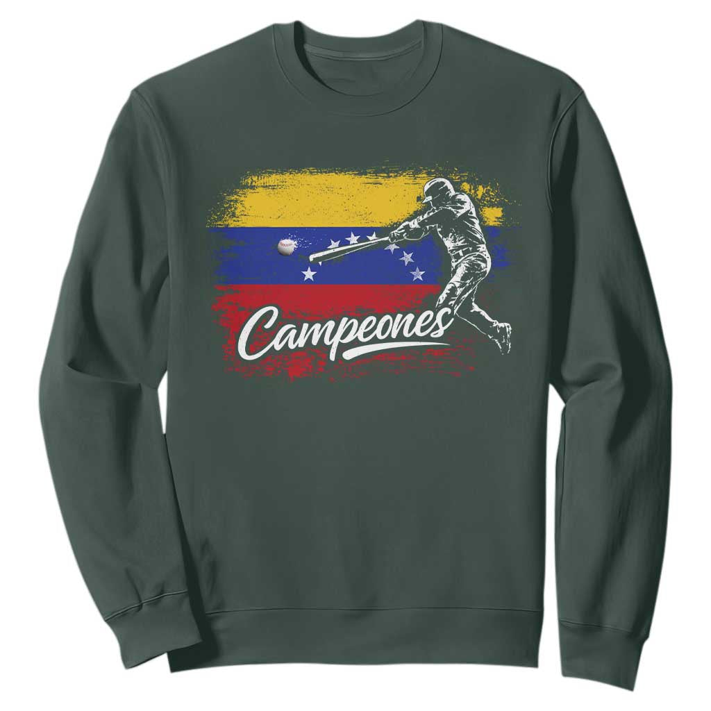 Venezuela Campeones Del Mundo Baseball Championship Sweatshirt TS11 Dark Forest Green Print Your Wear