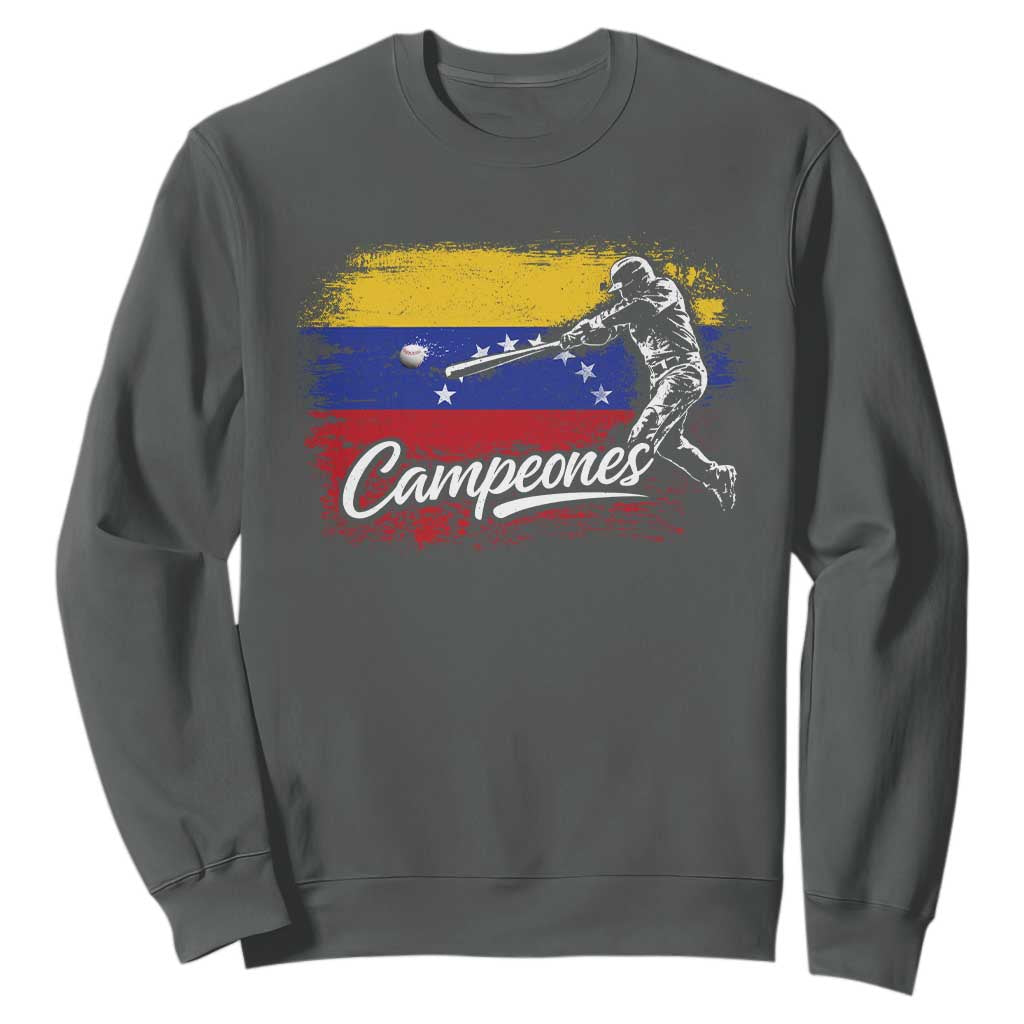 Venezuela Campeones Del Mundo Baseball Championship Sweatshirt TS11 Dark Heather Print Your Wear
