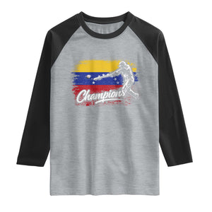 Venezuela Champions Baseball Batter Venezuelan Sport Fan Raglan Shirt TS11 Heather Gray Black Print Your Wear