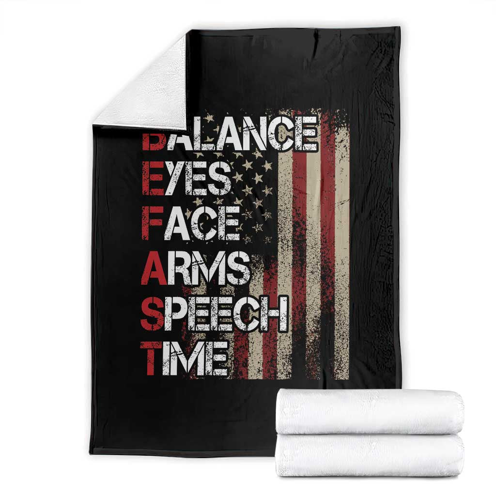 Stroke Awareness Throw Blanket BEFAST Stroke Symptoms Vintage American Flag TS11 Black Print Your Wear
