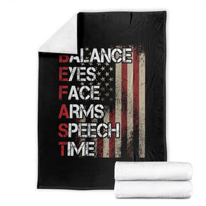 Stroke Awareness Throw Blanket BEFAST Stroke Symptoms Vintage American Flag TS11 Black Print Your Wear