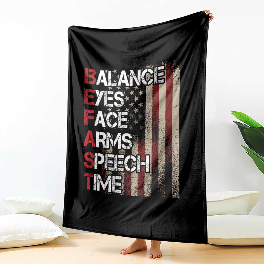 Stroke Awareness Throw Blanket BEFAST Stroke Symptoms Vintage American Flag TS11 Print Your Wear