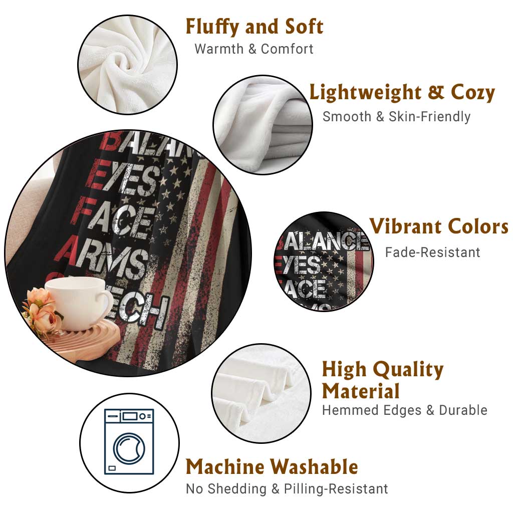 Stroke Awareness Throw Blanket BEFAST Stroke Symptoms Vintage American Flag TS11 Print Your Wear