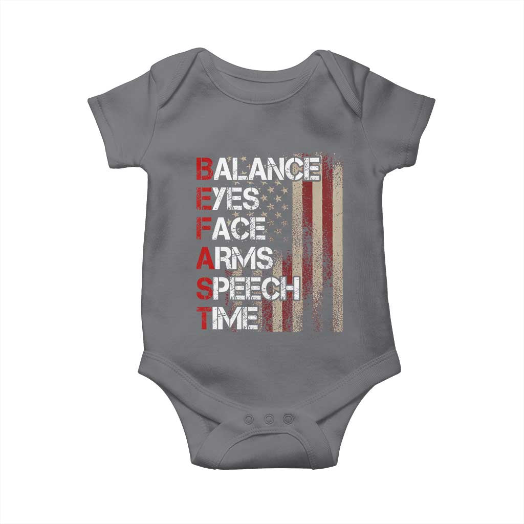 Stroke Awareness Baby Onesie BEFAST Stroke Symptoms Vintage American Flag TS11 Charcoal Print Your Wear