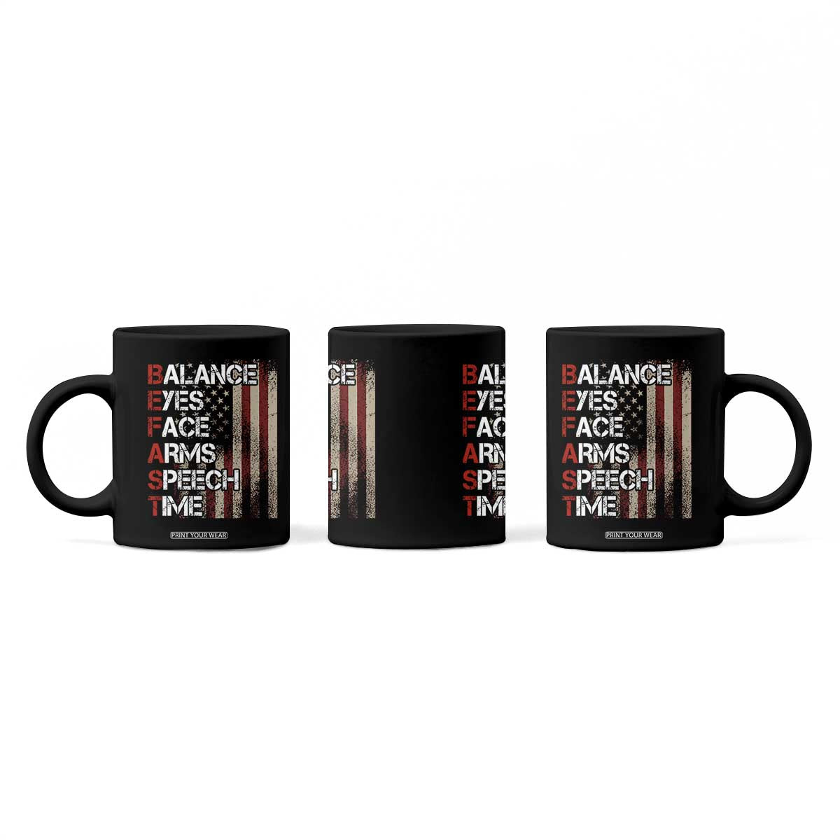 Stroke Awareness Coffee Mug BEFAST Stroke Symptoms Vintage American Flag TS11 Print Your Wear