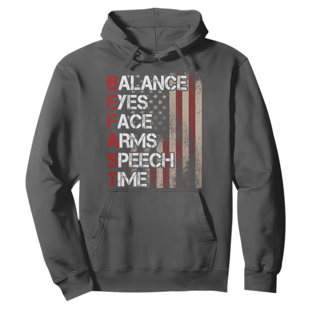 Stroke Awareness Hoodie BEFAST Stroke Symptoms Vintage American Flag TS11 Dark Heather Print Your Wear
