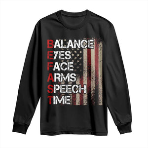 Stroke Awareness Long Sleeve Shirt BEFAST Stroke Symptoms Vintage American Flag TS11 Black Print Your Wear