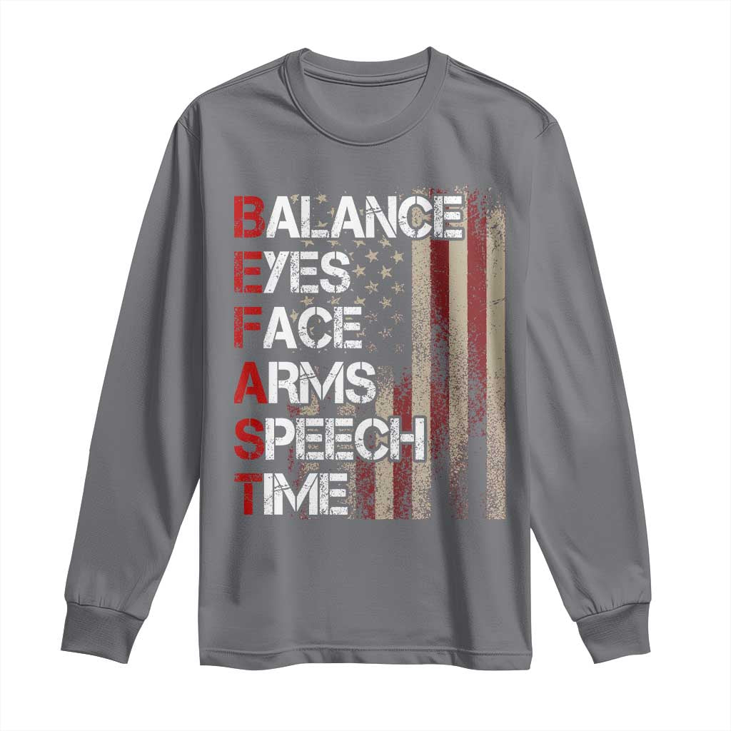 Stroke Awareness Long Sleeve Shirt BEFAST Stroke Symptoms Vintage American Flag TS11 Charcoal Print Your Wear