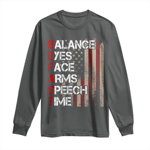 Stroke Awareness Long Sleeve Shirt BEFAST Stroke Symptoms Vintage American Flag TS11 Dark Heather Print Your Wear