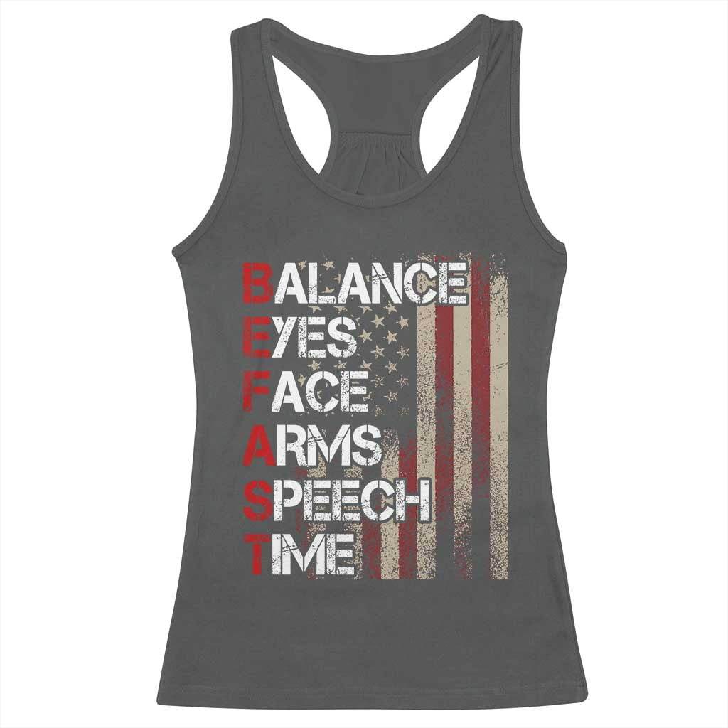 Stroke Awareness Racerback Tank Top BEFAST Stroke Symptoms Vintage American Flag TS11 Dark Heather Print Your Wear