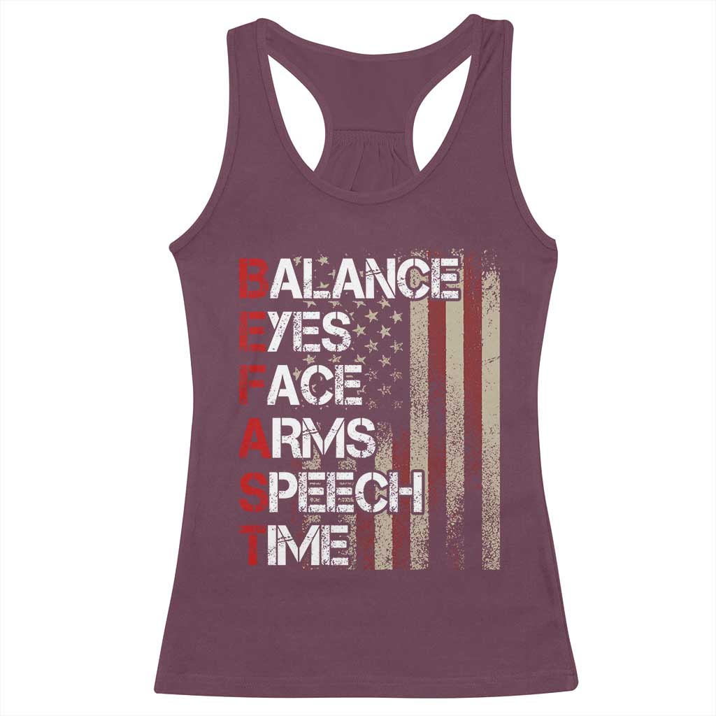 Stroke Awareness Racerback Tank Top BEFAST Stroke Symptoms Vintage American Flag TS11 Maroon Print Your Wear