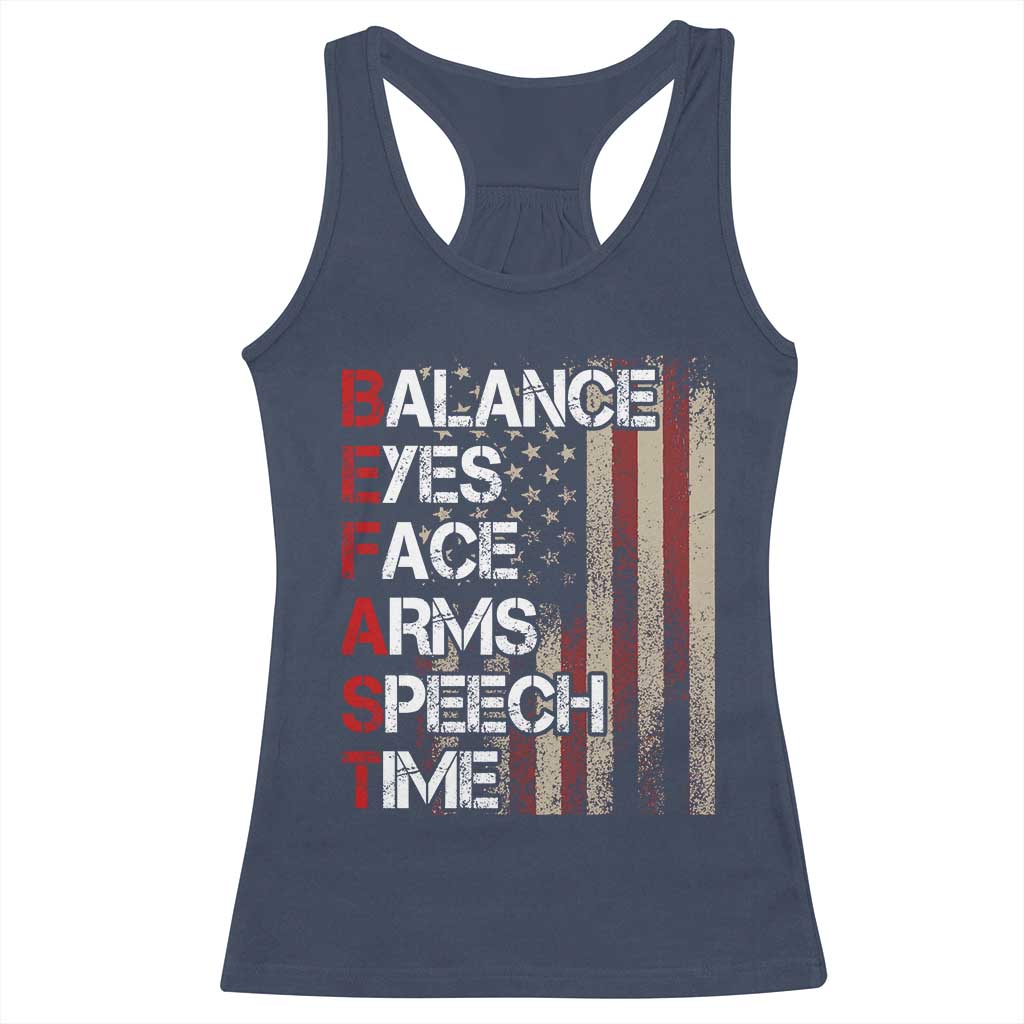 Stroke Awareness Racerback Tank Top BEFAST Stroke Symptoms Vintage American Flag TS11 Navy Print Your Wear