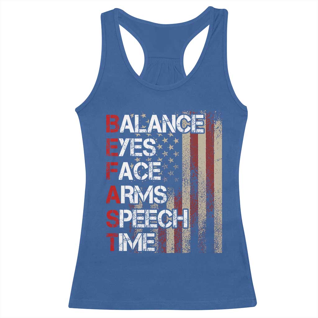 Stroke Awareness Racerback Tank Top BEFAST Stroke Symptoms Vintage American Flag TS11 Royal Blue Print Your Wear