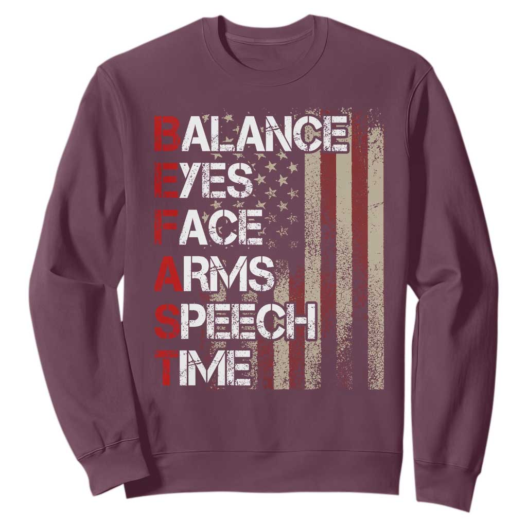 Stroke Awareness Sweatshirt BEFAST Stroke Symptoms Vintage American Flag TS11 Maroon Print Your Wear