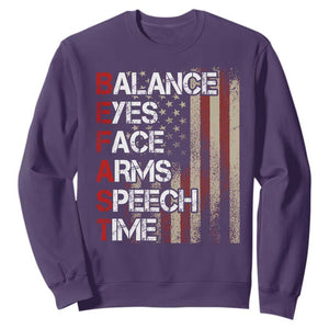 Stroke Awareness Sweatshirt BEFAST Stroke Symptoms Vintage American Flag TS11 Purple Print Your Wear