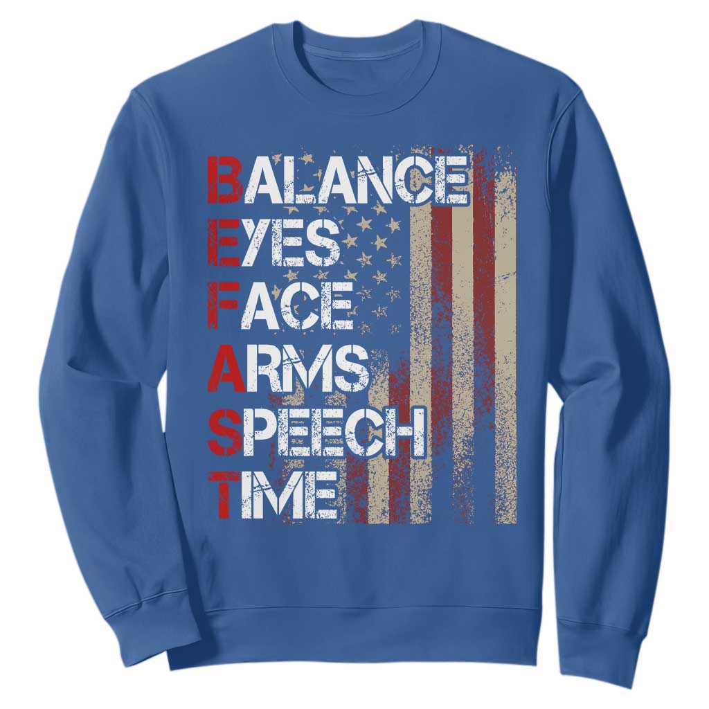 Stroke Awareness Sweatshirt BEFAST Stroke Symptoms Vintage American Flag TS11 Royal Blue Print Your Wear