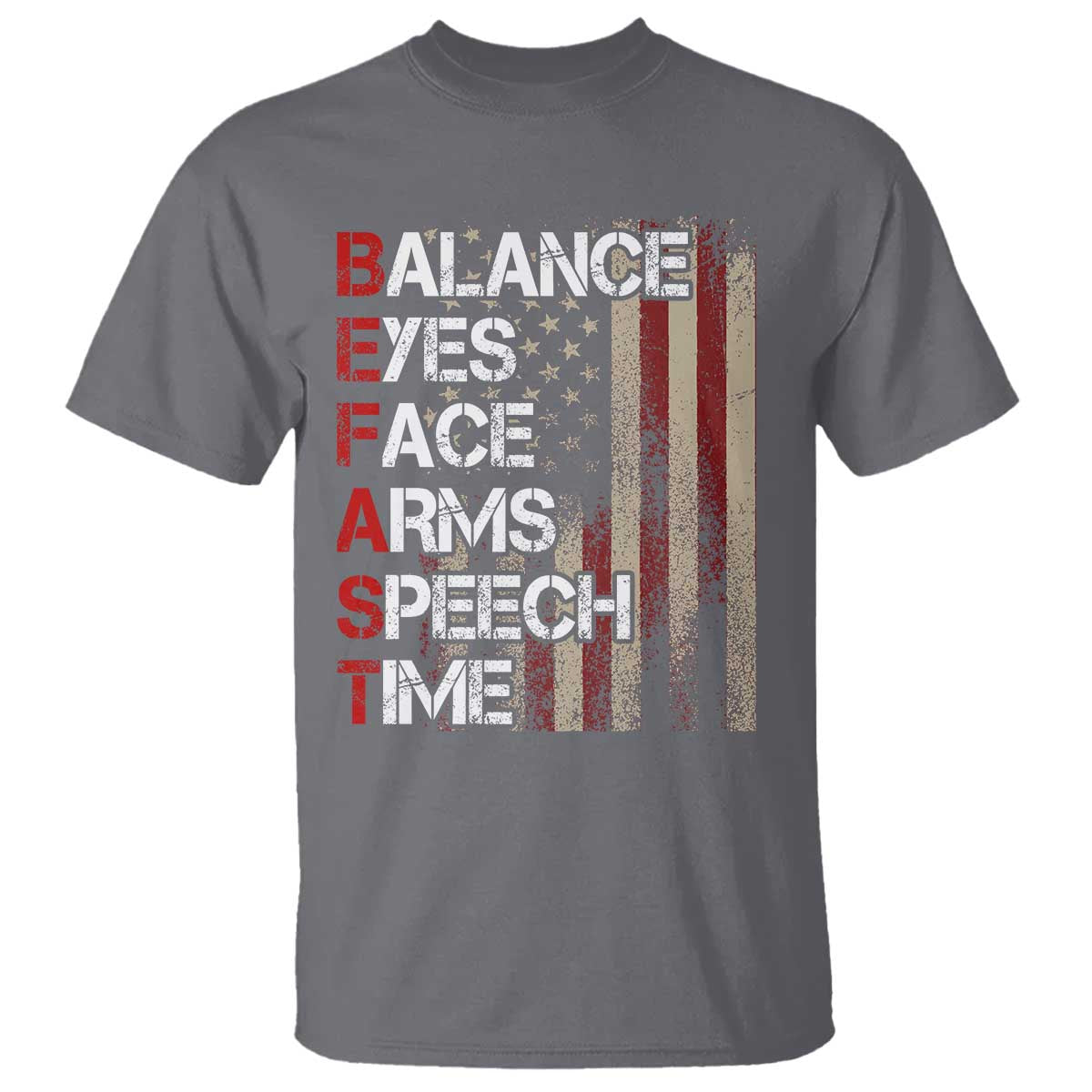 Stroke Awareness T Shirt BEFAST Stroke Symptoms Vintage American Flag TS11 Charcoal Print Your Wear