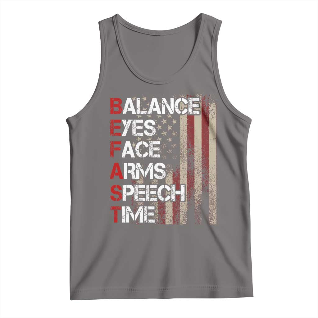 Stroke Awareness Tank Top BEFAST Stroke Symptoms Vintage American Flag TS11 Deep Heather Print Your Wear