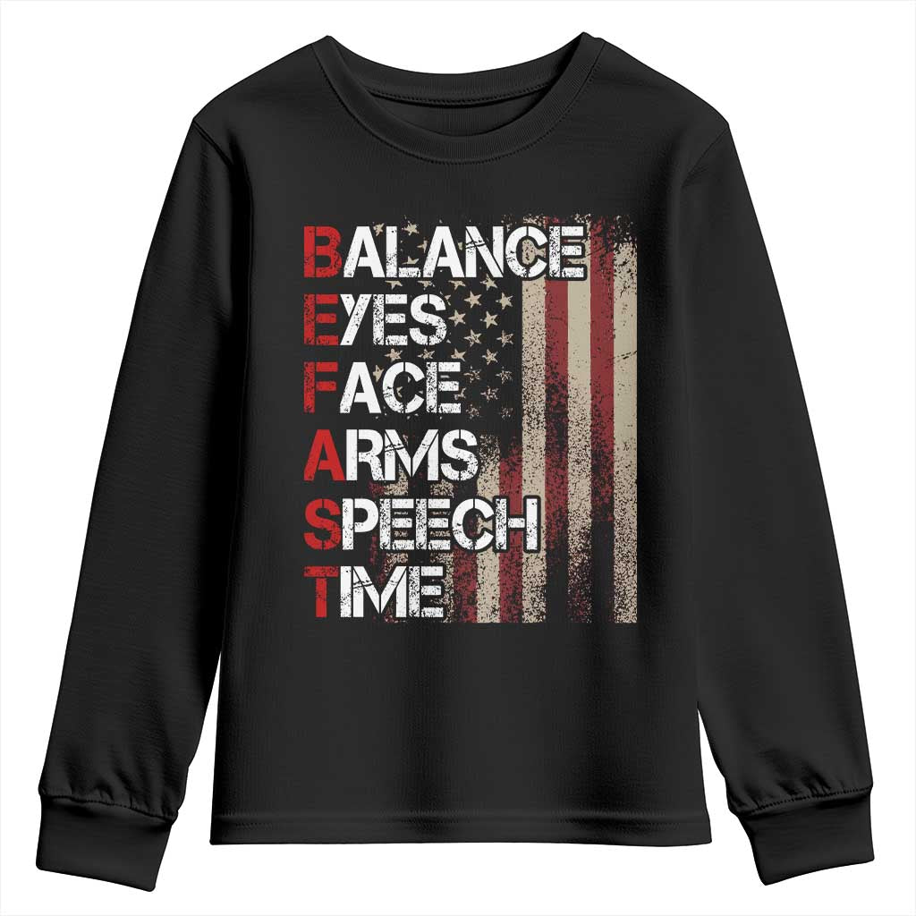 Stroke Awareness Youth Sweatshirt BEFAST Stroke Symptoms Vintage American Flag TS11 Black Print Your Wear