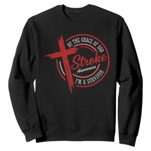 By The Grace Of God I'm A Survivor Stroke Awareness Sweatshirt TS11 Black Print Your Wear