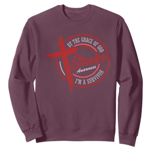 By The Grace Of God I'm A Survivor Stroke Awareness Sweatshirt TS11 Maroon Print Your Wear