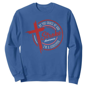 By The Grace Of God I'm A Survivor Stroke Awareness Sweatshirt TS11 Royal Blue Print Your Wear