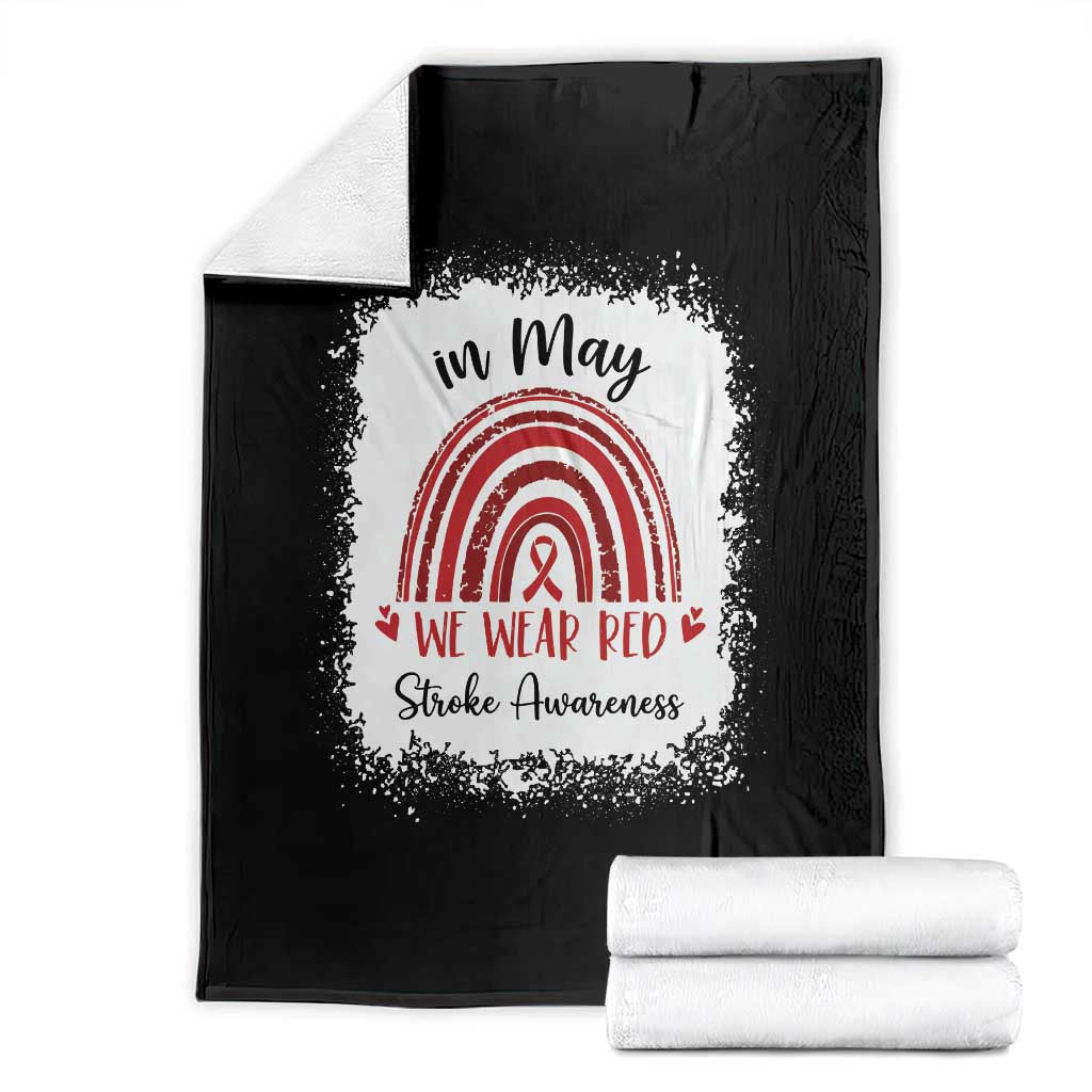In May We Wear Red Stroke Awareness Throw Blanket Bleach Effect TS11 Black Print Your Wear