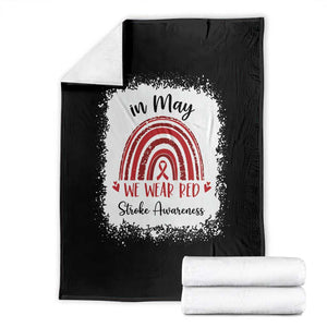 In May We Wear Red Stroke Awareness Throw Blanket Bleach Effect TS11 Black Print Your Wear