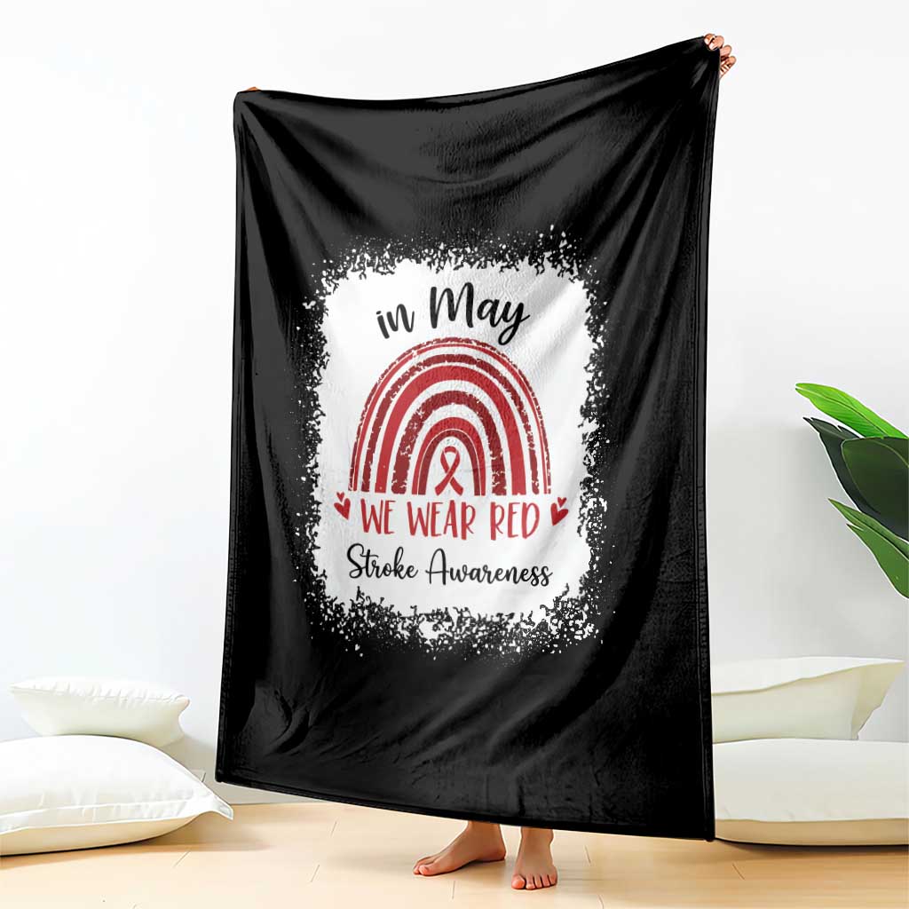 In May We Wear Red Stroke Awareness Throw Blanket Bleach Effect TS11 Print Your Wear