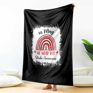 In May We Wear Red Stroke Awareness Throw Blanket Bleach Effect TS11 Print Your Wear
