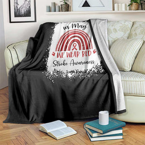 In May We Wear Red Stroke Awareness Throw Blanket Bleach Effect TS11 Print Your Wear
