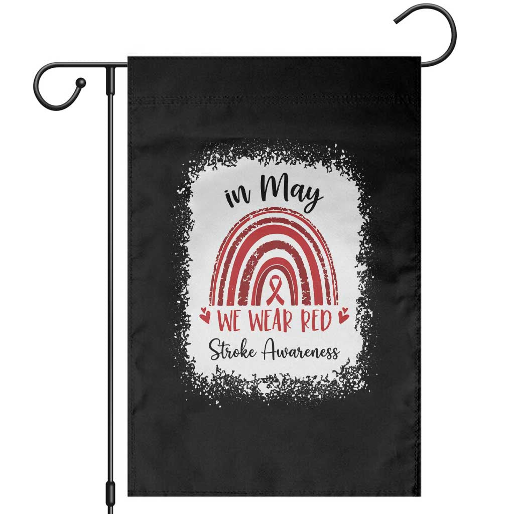 In May We Wear Red Stroke Awareness Garden Flag Bleach Effect TS11 Black Print Your Wear