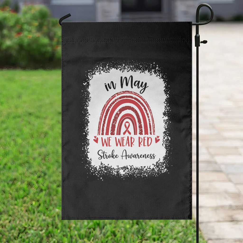 In May We Wear Red Stroke Awareness Garden Flag Bleach Effect TS11 Print Your Wear