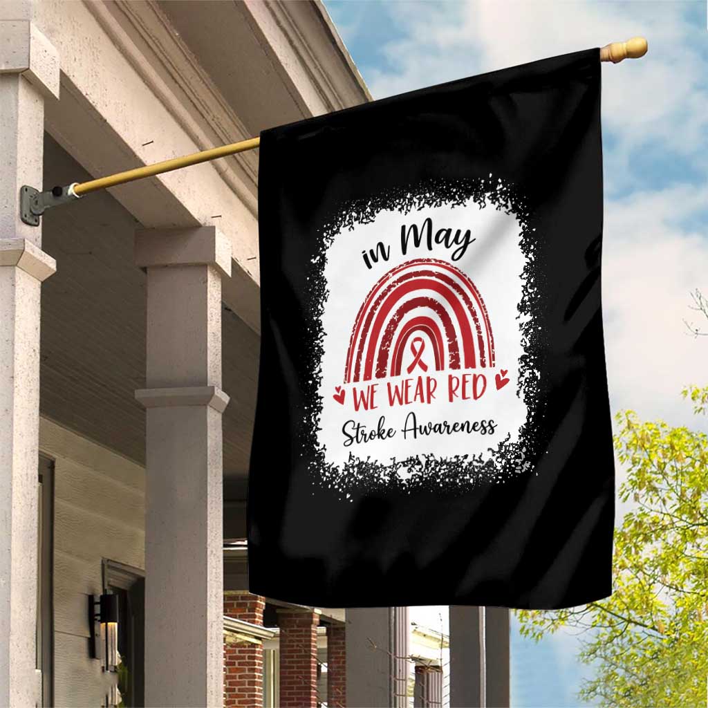 In May We Wear Red Stroke Awareness Garden Flag Bleach Effect TS11 Print Your Wear