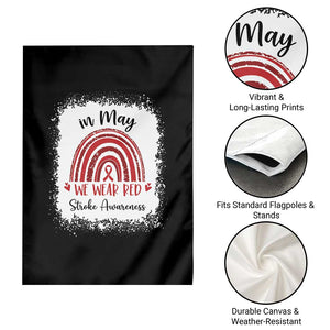 In May We Wear Red Stroke Awareness Garden Flag Bleach Effect TS11 Print Your Wear