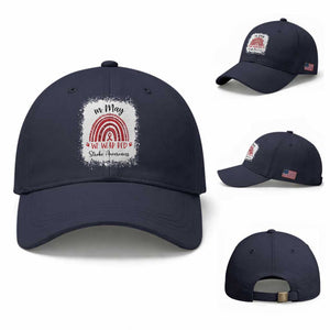 In May We Wear Red Stroke Awareness Baseball Cap Bleach Effect TS11 Baseball Cap Universal Fit Navy Print Your Wear